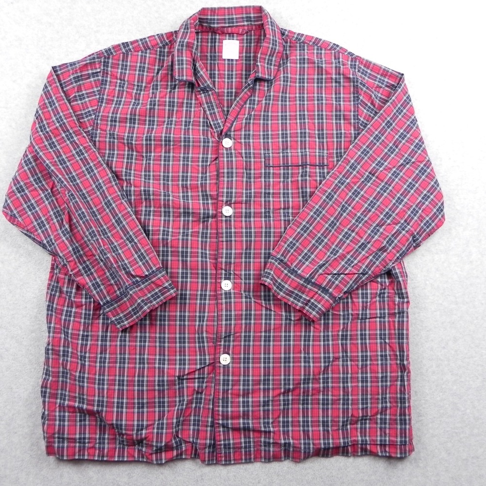 Brooks Brothers Pajama Shirt Mens XL Sleepwear Button Up Red Plaid Long Sleeve